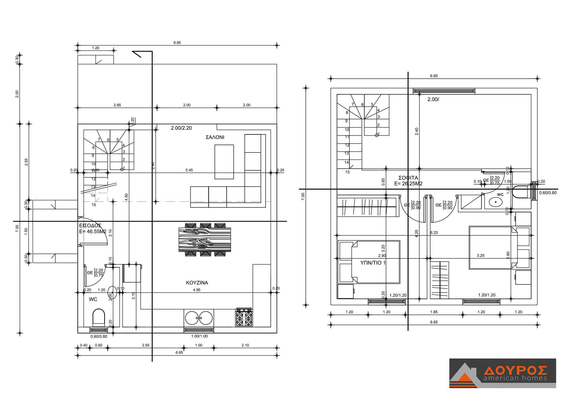 ΙΣ 46 – ΙΣΟΓΕΙΑ ΚΑΤΟΙΚΙΑ 46m² ΜΕ ΣΟΦΙΤΑ 26m² – Douros American Home ...